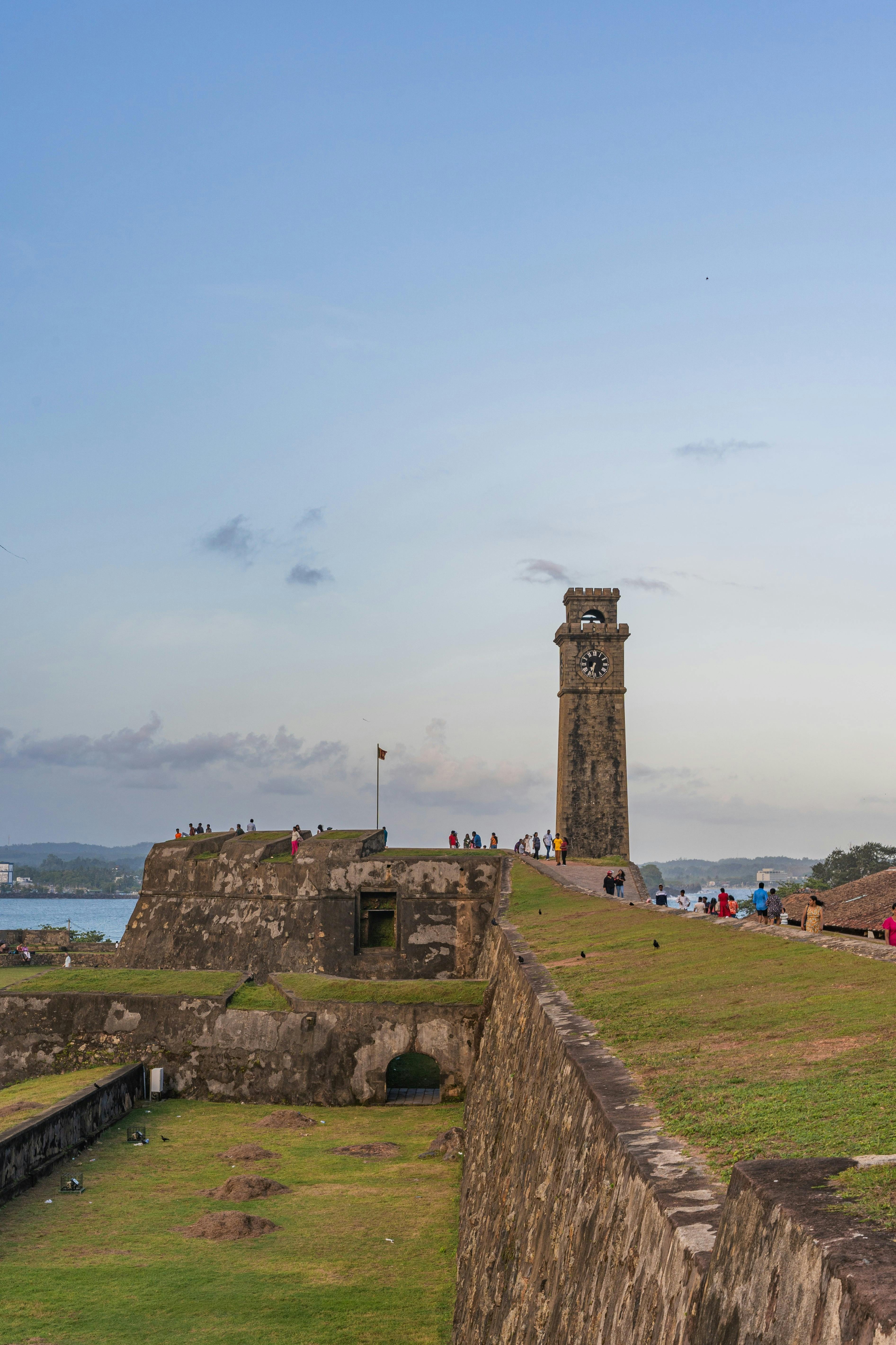 The historic Galle Lighthouse standing tall within the ancient city walls, Galle, Sri Lanka.